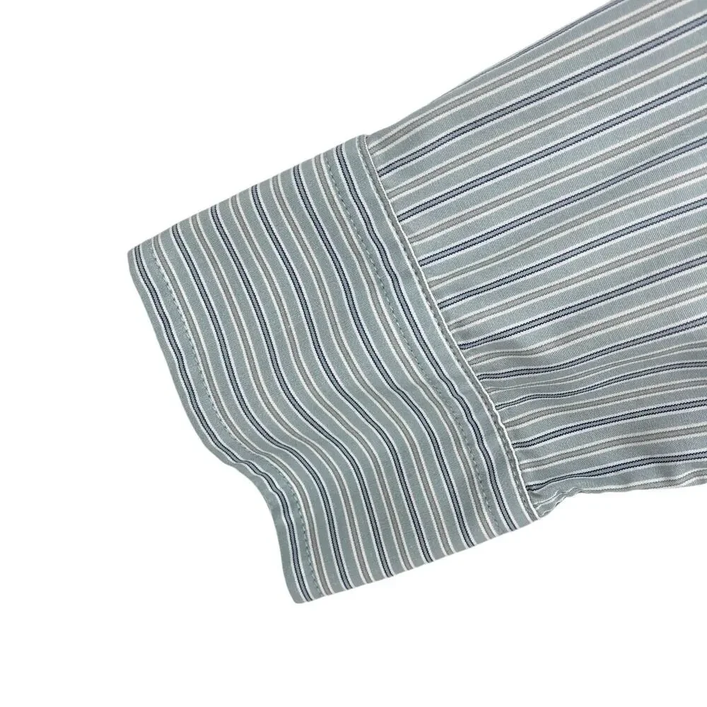 Banana Republic Long Sleeve Shirt Medium Mens Blue Striped Slim Fit Button Down